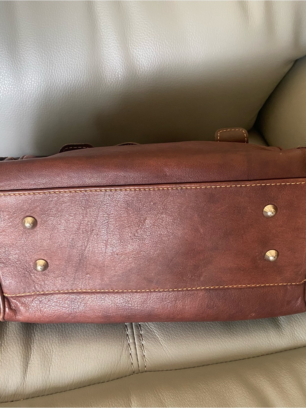 Vintage Y2K Vera Pelle Italian Brown Leather Shoulder Bag with Buckle Straps - Picture 5 of 10
